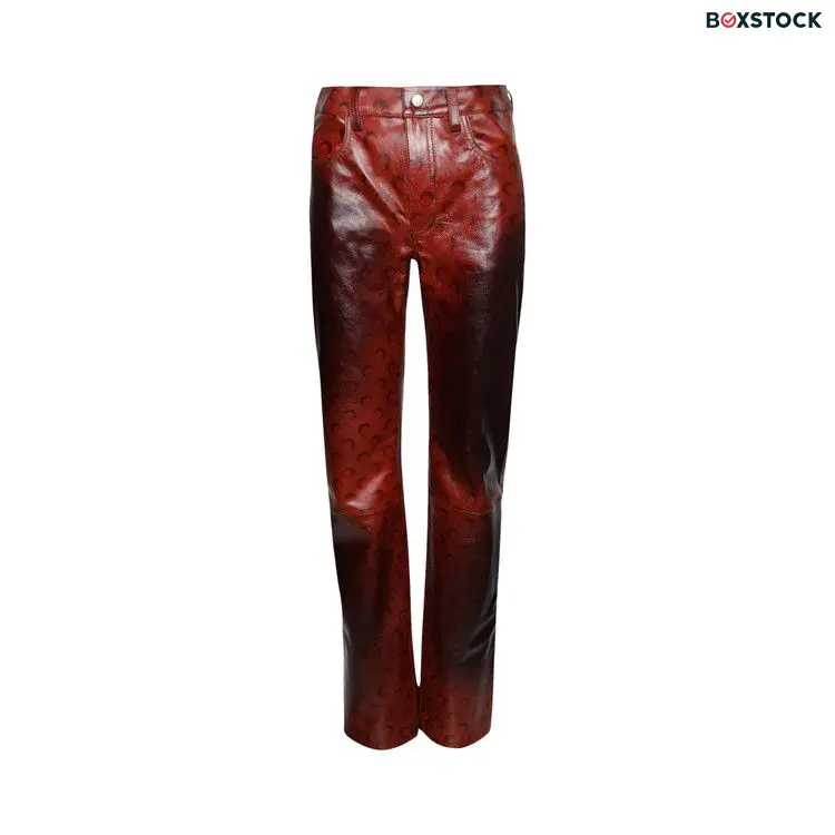 Marine Serre Airbrushed Crafted Leather Straight Leg Pants 'Orange' Spring/Summer 2024