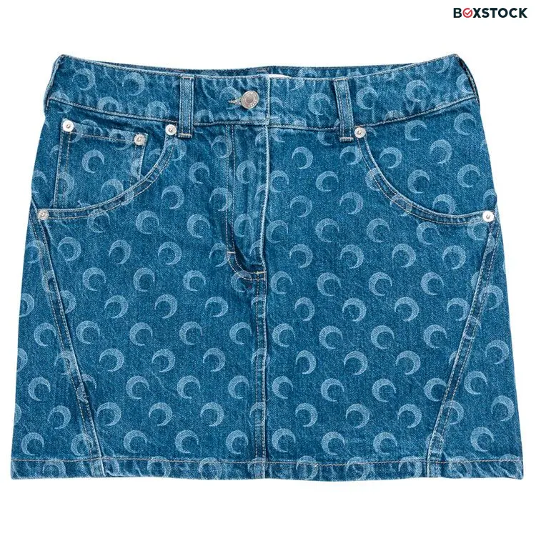 Marine Serre Deadstock Denim Mini Skirt 'Blue' Spring/Summer 2024
