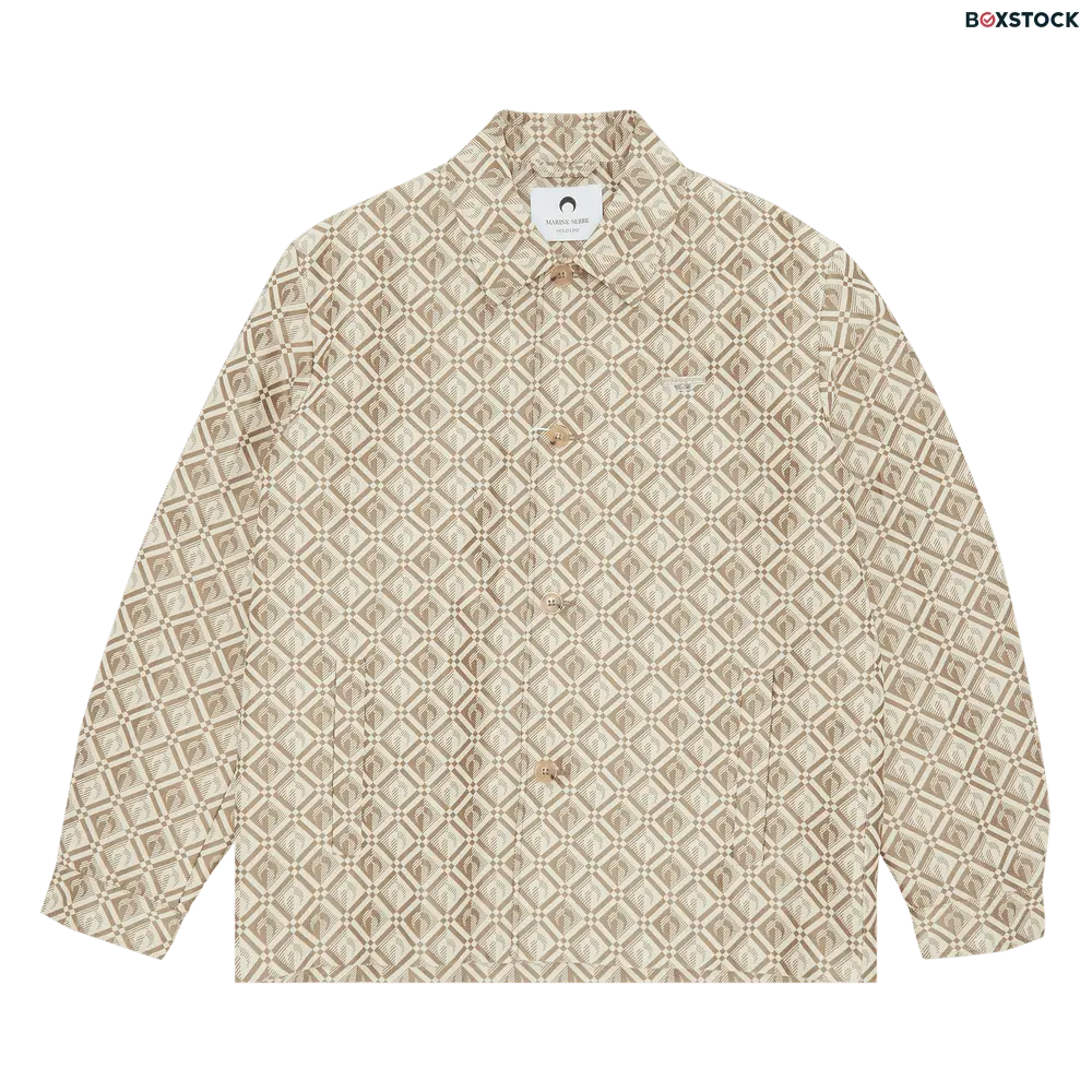 Marine Serre Moon Diamant Tailored Harrington Jacket 'Moon Diamant Beige Jacquard' Brown Spring/Summer 2023