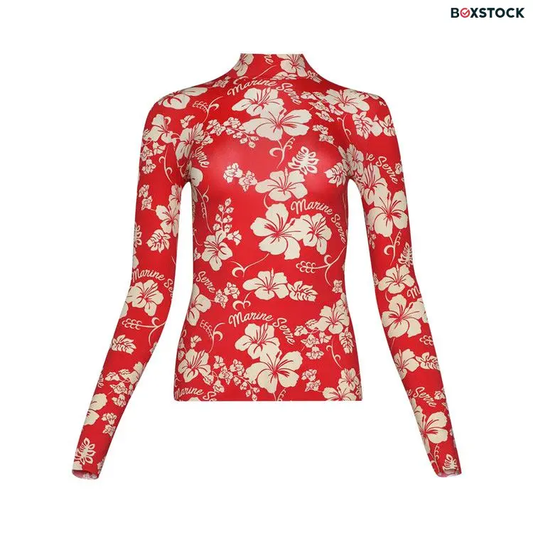 Marine Serre Recycled Jersey High Neck Second Skin 'Red' Spring/Summer 2024