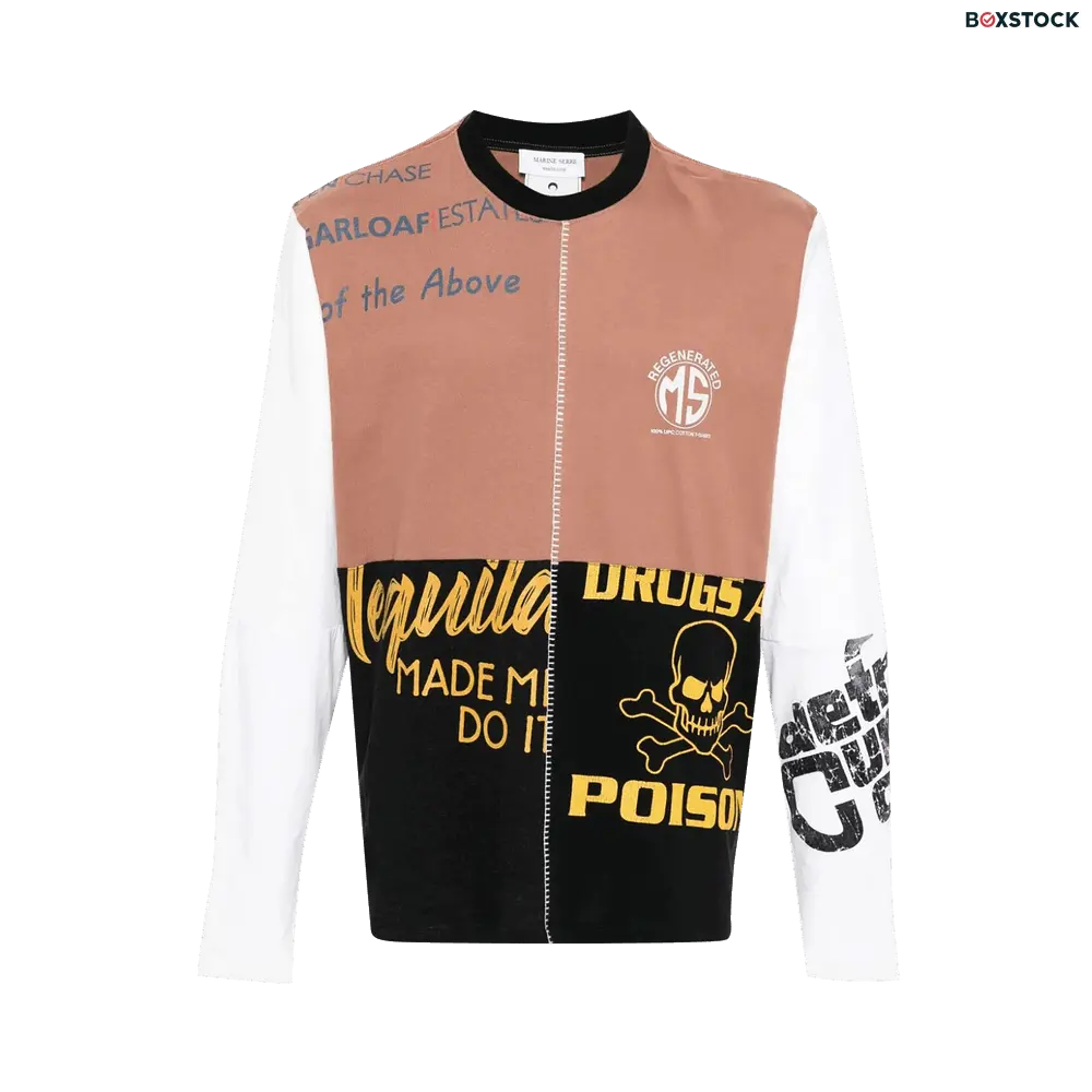 Marine Serre Regenerated Graphic Patchwork T-Shirt 'Black/Red' Fall/Winter 2023