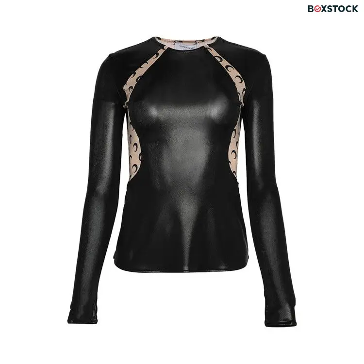 Marine Serre Regenerated Jersey Drapped Long-Sleeve 'Tan' Spring/Summer 2024