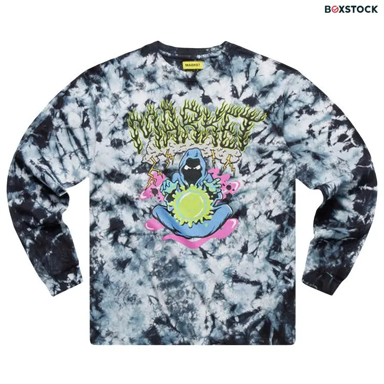 Market Smiley Grim Reaper Long-Sleeve Tee 'Black Gray Tie Dye' Multi-Color Fall/Winter 2022