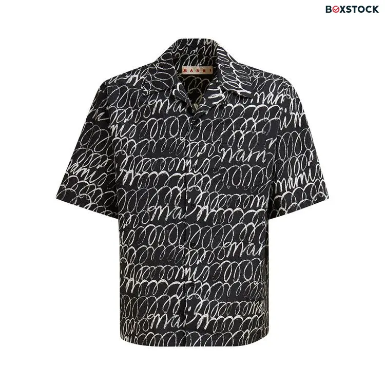 Marni Boxy Fit Tropical Bowling Shirt 'Black' Fall/Winter 2024