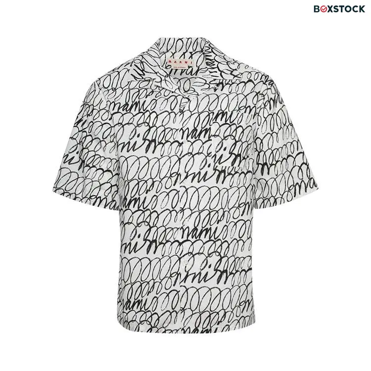 Marni Boxy Fit Tropical Bowling Shirt 'Lily White' Fall/Winter 2024