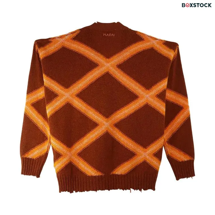 Marni Intarsia Argyle Cardigan 'Nougat' Brown Spring/Summer 2024
