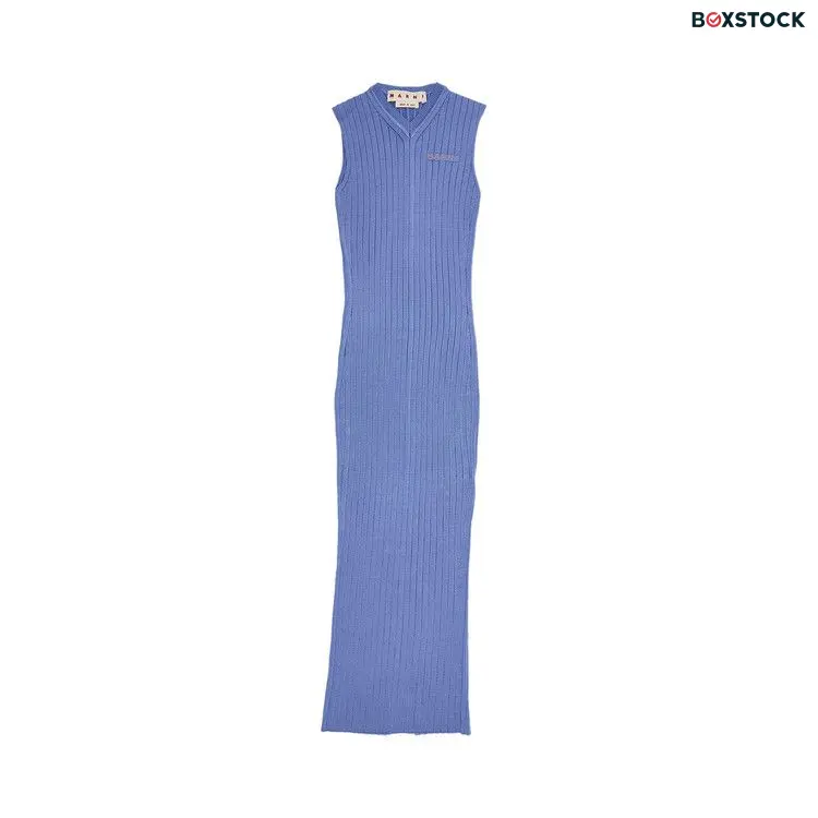 Marni Long Ribbed Dress 'Opal' Blue Spring/Summer 2024