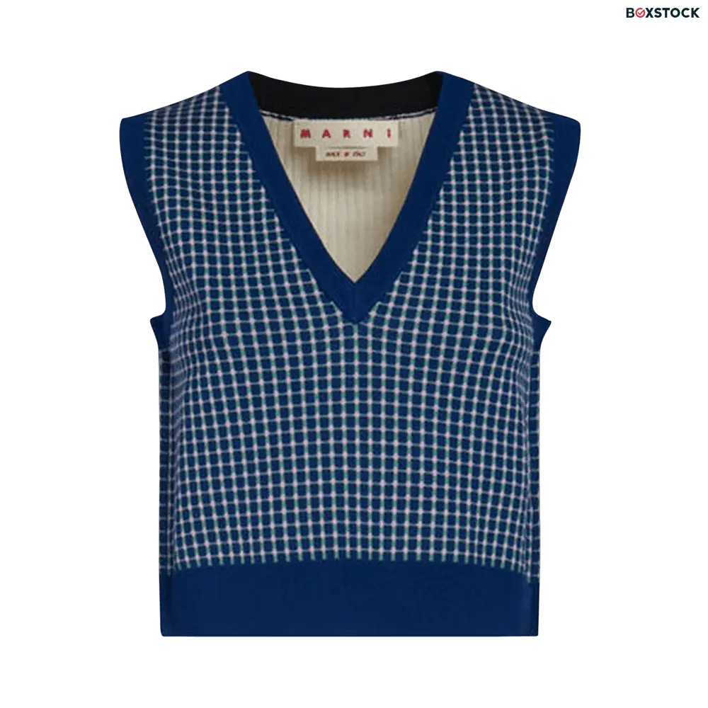 marni Marni Sleeveless V Neck Sweater 'Multicolor' Blue Pre-Fall 2023