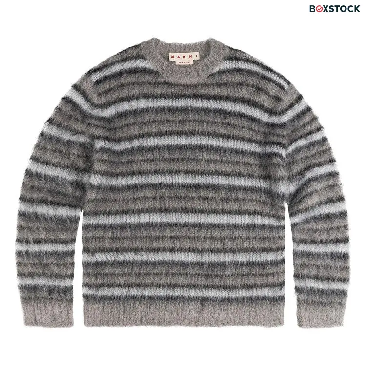 Marni Striped Knitted Sweater 'Antique Silver' White Fall/Winter 2024