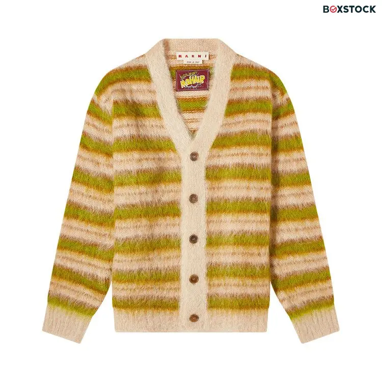 Marni V Neck Long-Sleeve Cardigan 'Light Camel' Multi-Color Spring/Summer 2024