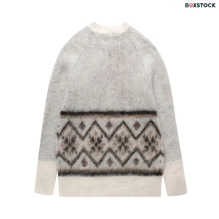 Martine Rose Burshed Mohair Fair Isle Cardigan 'Ivory/Oat/Chocolate' White Fall/Winter 2023