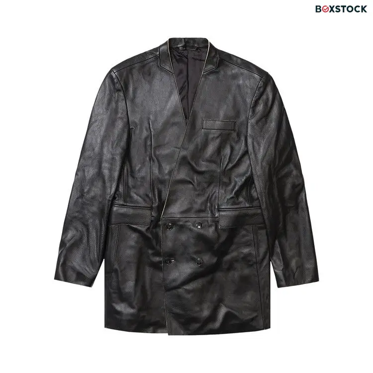 Martine Rose Leather Double Breasted Jacket 'Black'