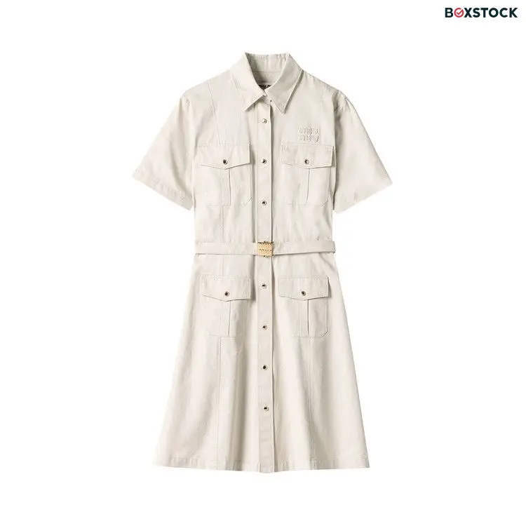 Miu Miu Gabardine Dress 'Calce' White Fall/Winter 2024