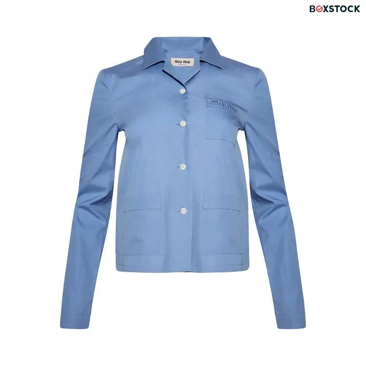 Miu Miu Long-Sleeve Poplin Shirt 'Sapphire Blue' Fall/Winter 2024