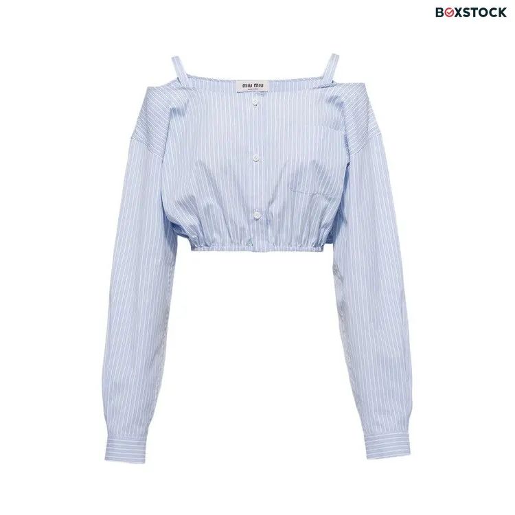 Miu Miu Striped Chambray Logo Shirt 'Light Blue' Spring/Summer 2023