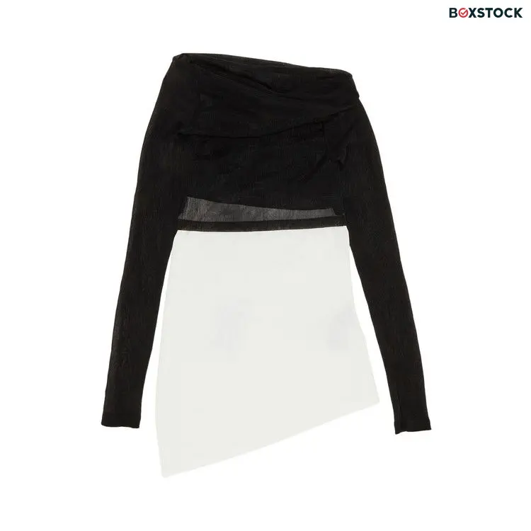 MM6 Maison Margiela Sheer Rib Jersey Top 'Black/White' Pre-Spring 2024