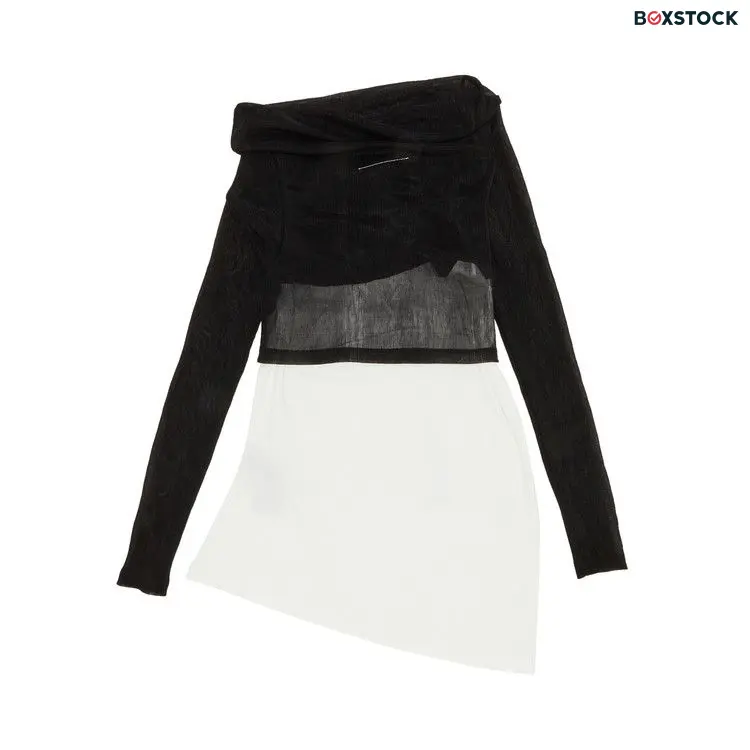 MM6 Maison Margiela Sheer Rib Jersey Top 'Black/White' Pre-Spring 2024