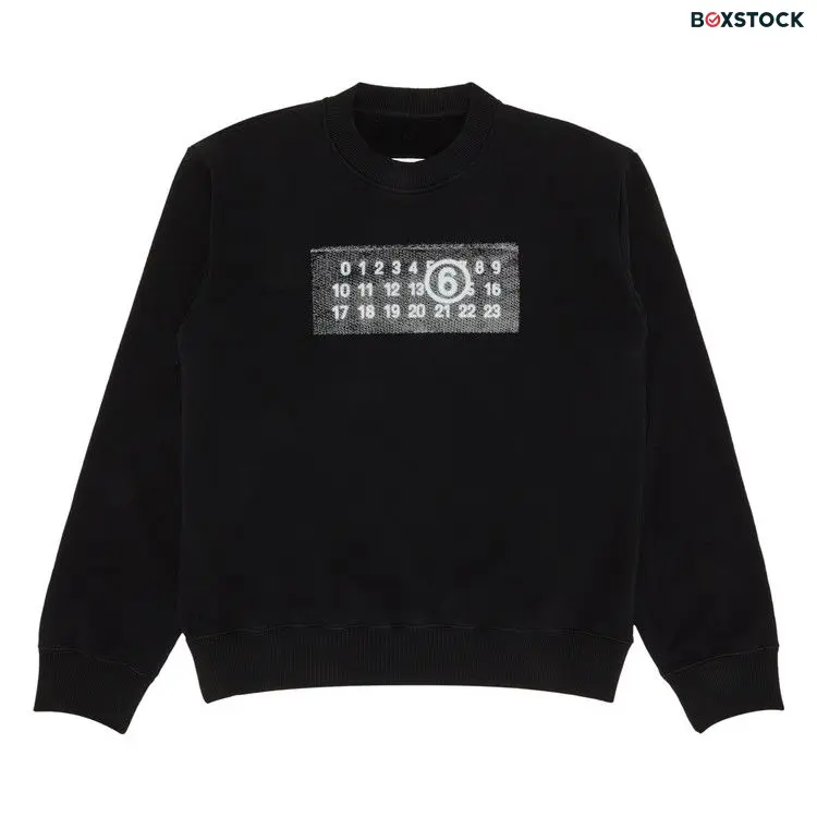 MM6 Maison Margiela Unbrushed Jersey Crewneck Sweatshirt 'Black' Pre-Spring 2024