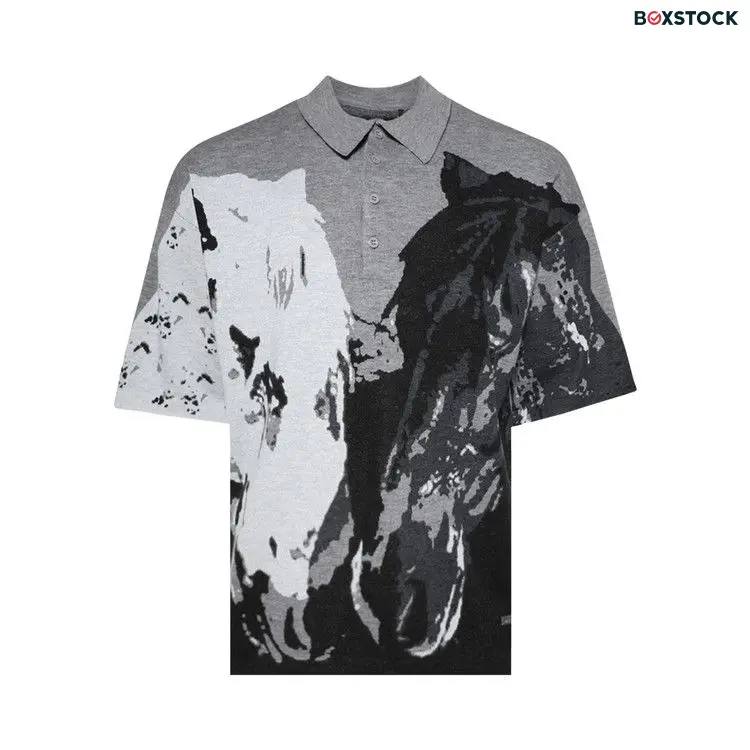 Nahmias Horses Knit Collared Shirt 'Black/Grey' Fall/Winter 2024