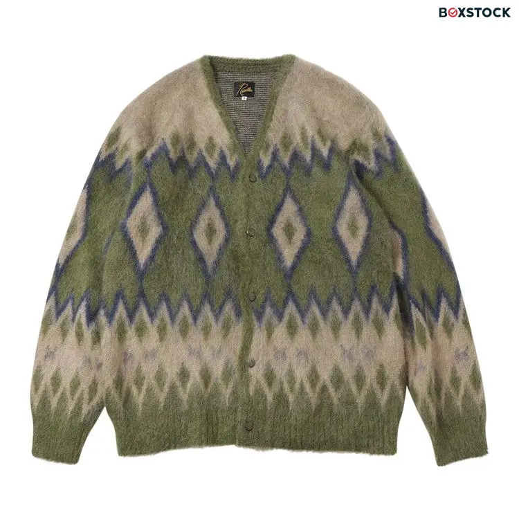 Needles Diamond Mohair Cardigan 'Olive' Green Fall/Winter 2024