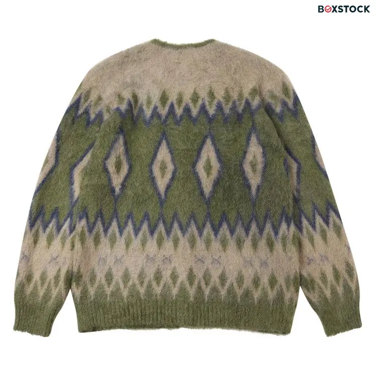 Needles Diamond Mohair Cardigan 'Olive' Green Fall/Winter 2024