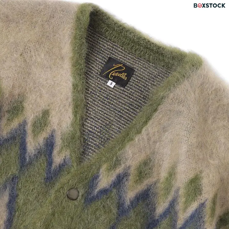 Needles Diamond Mohair Cardigan 'Olive' Green Fall/Winter 2024