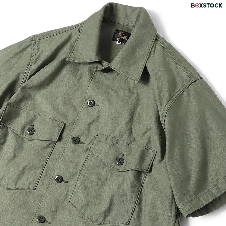 Needles Short-Sleeve Fatigue Shirt 'Olive' Green Spring/Summer 2024