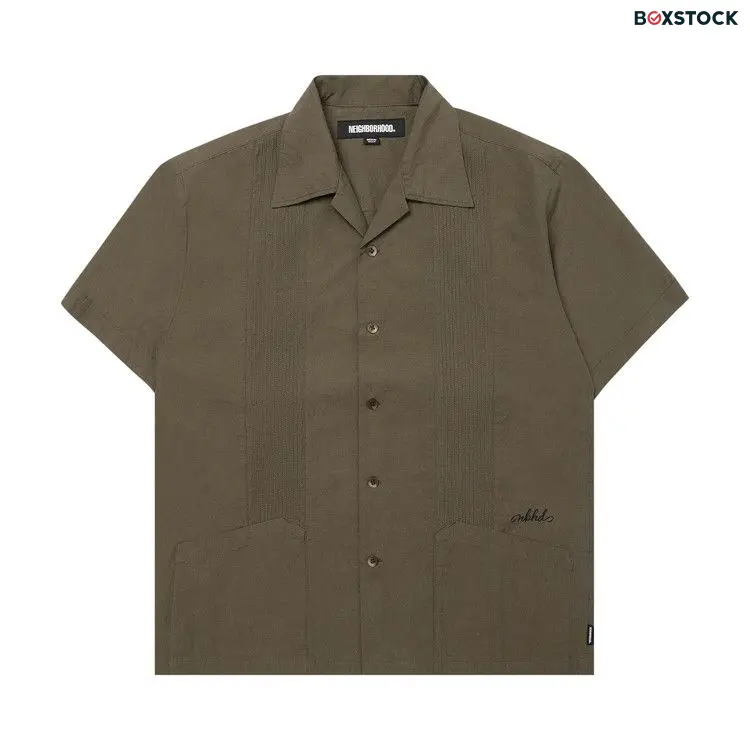 Neighborhood Guayabera Shirt 'Olive Drab' Green Spring/Summer 2024