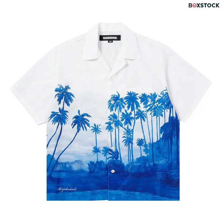 Neighborhood Palm Tree Hawaiian Shirt 'Blue'