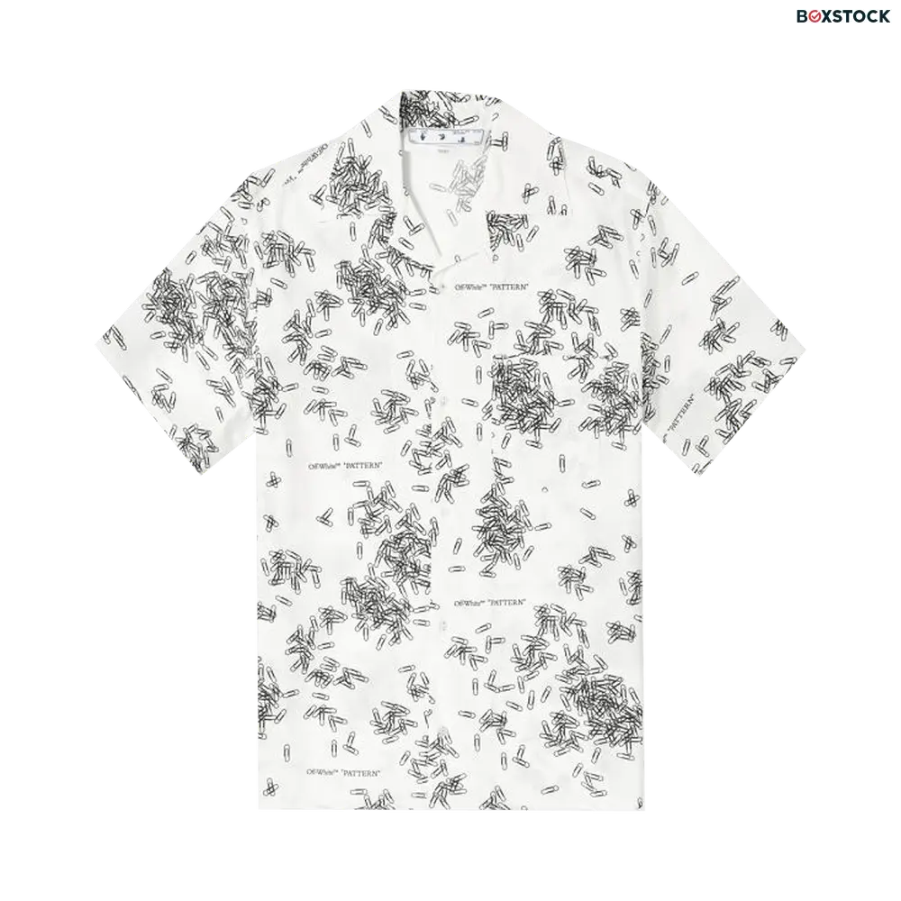 Off-White Allover Paperclip Print Holiday Shirt 'White/Black' Fall/Winter 2020