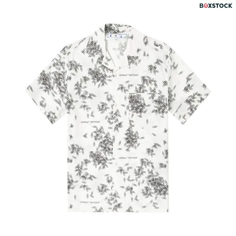 Off-White Allover Paperclip Print Holiday Shirt 'White/Black' Fall/Winter 2020