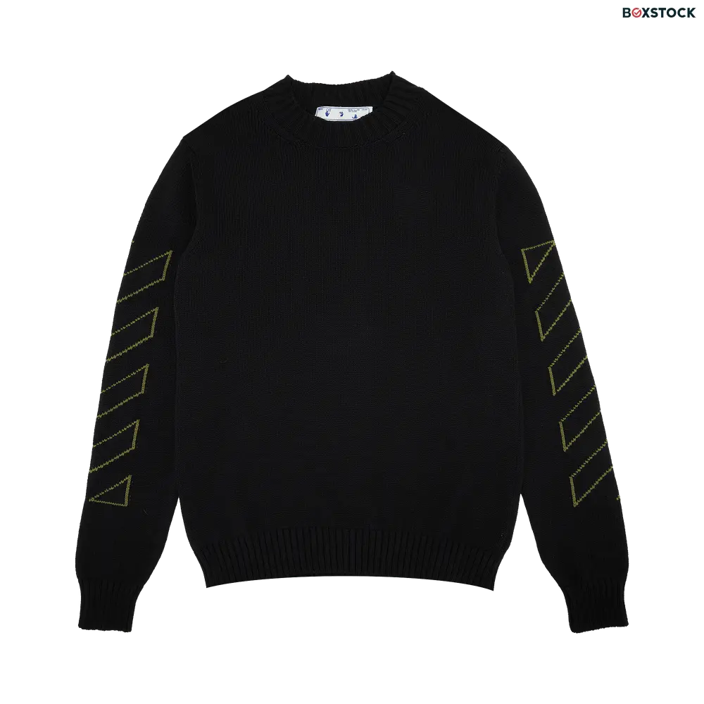 Off-White Arrow Diag Outline Knit Crewneck 'Black/Green' Fall/Winter 2021