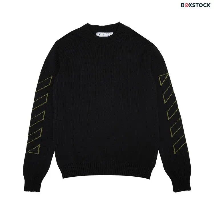 Off-White Arrow Diag Outline Knit Crewneck 'Black/Green' Fall/Winter 2021