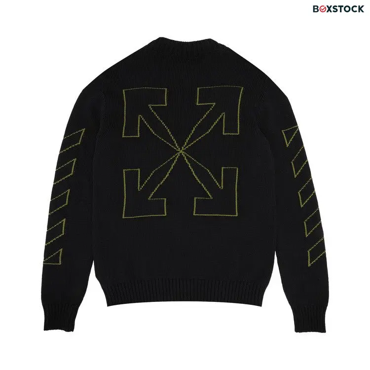 Off-White Arrow Diag Outline Knit Crewneck 'Black/Green' Fall/Winter 2021