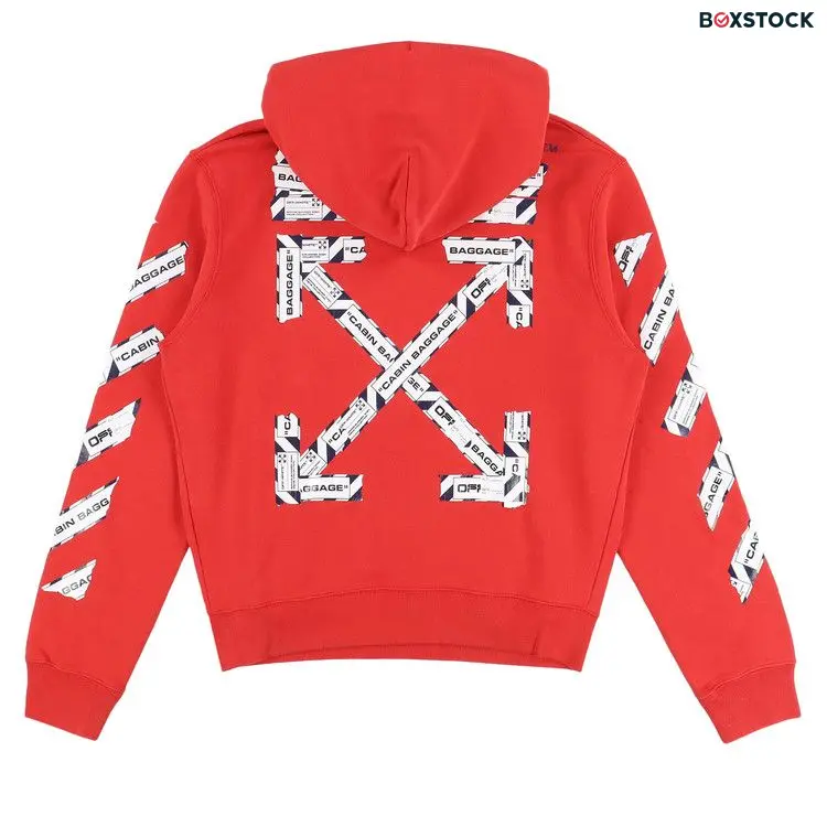 Off-White Baggage Tape Arrows Hoodie 'Red' Fall/Winter 2020