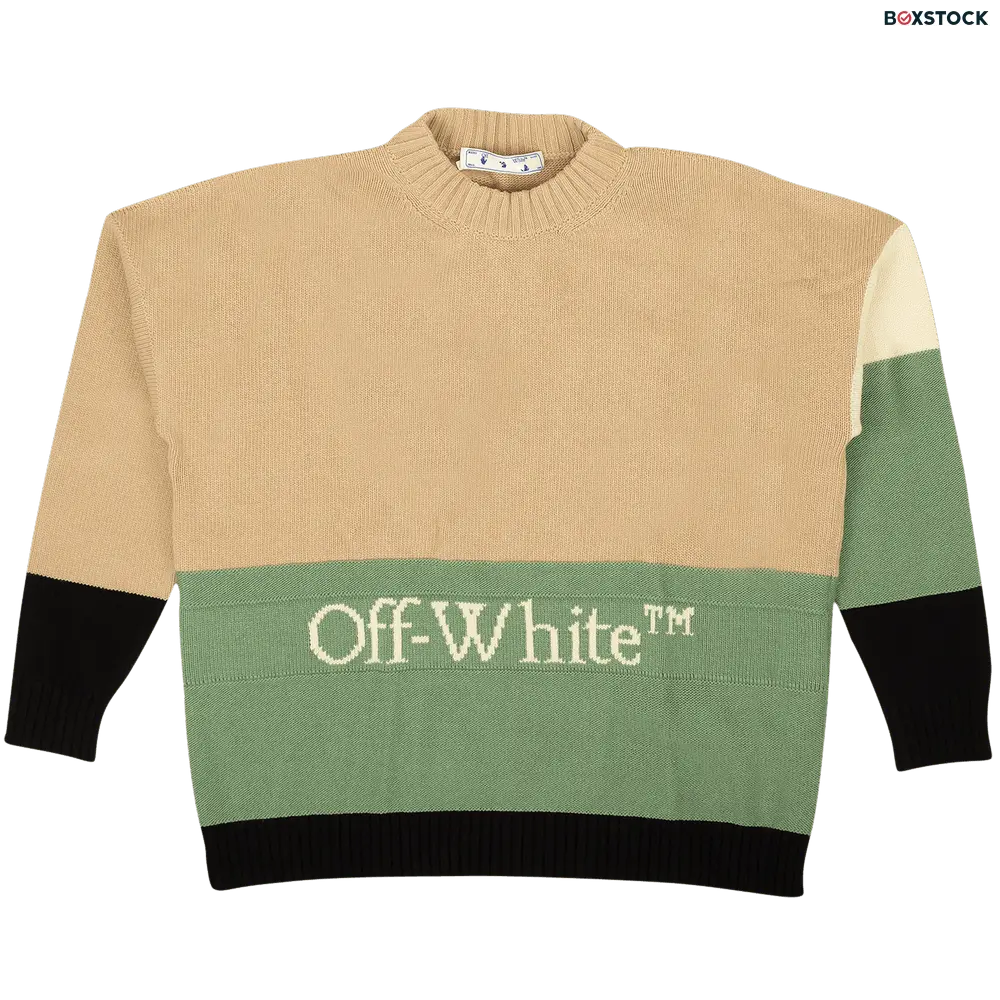 off-white Off-White Block Wool Crewneck 'Beige/Green/Black' Multi-Color