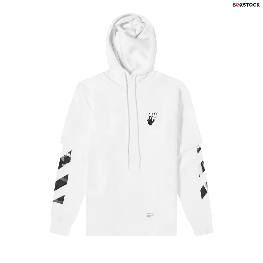 Off-White Carav Arrow Double Sleeve Hoodie 'White/Black' Fall/Winter 2021