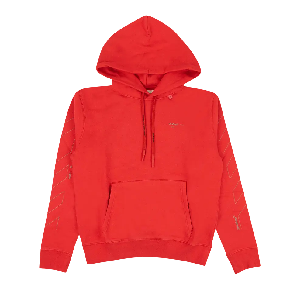 Off-White Diag Unfinished Hoodie 'Red'