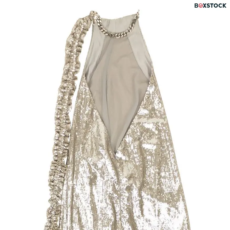 Off-White Paillet Curtain Split Dress 'Grey' Fall/Winter 2020
