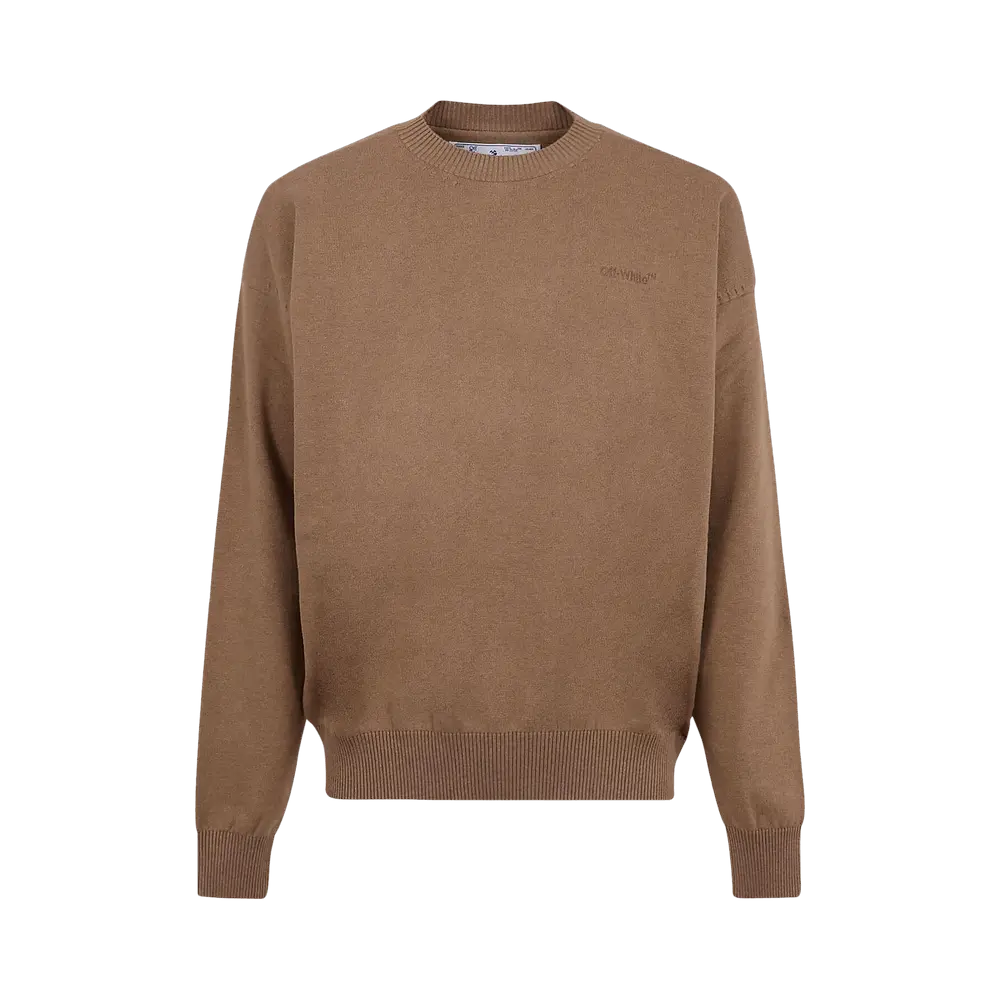 Off-White Stretch Cotton Crewneck 'Camel' Brown
