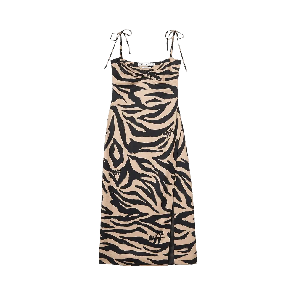 Off-White Zebra Twisted Long Dress 'Black'