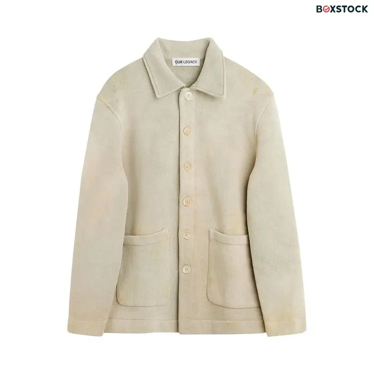 Our Legacy Shelter Cardigan 'Attic Wash Fleece' Cream Fall/Winter 2024