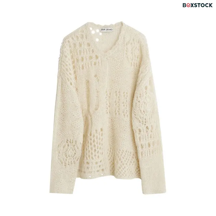 Our Legacy V Neck Crochet Sweater 'Beige' Tan Fall/Winter 2023