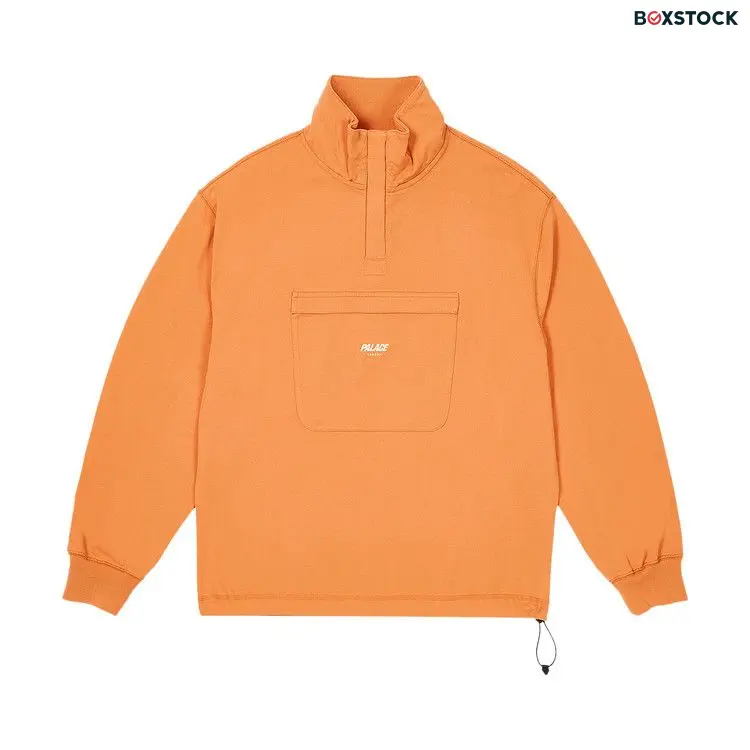 Palace 1/4 Zip Washed Funnel 'Tiger Orange' Fall/Winter 2023