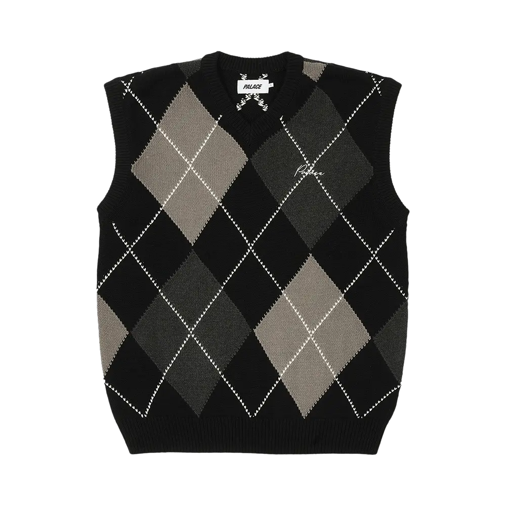 Palace Argyle Knit Vest 'Black/Grey' Fall/Winter 2023