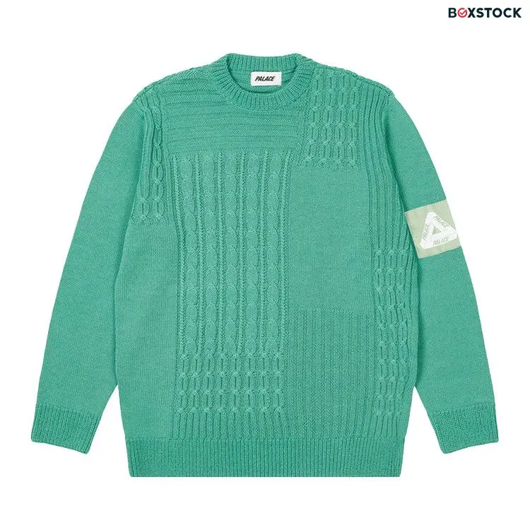 Palace Cable Patchwork Knit 'Mint' Green Fall/Winter 2022