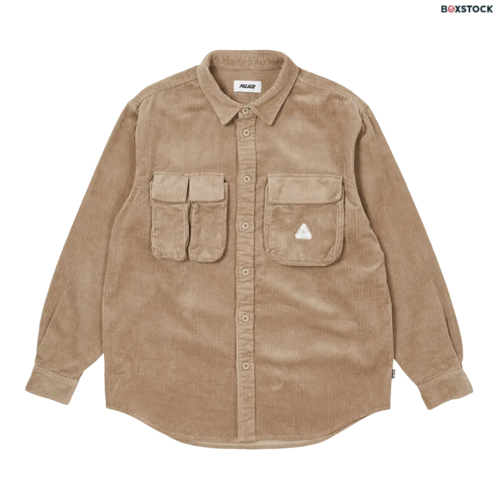 Palace Cargo Cord Shirt 'Stone' Brown Fall/Winter 2022