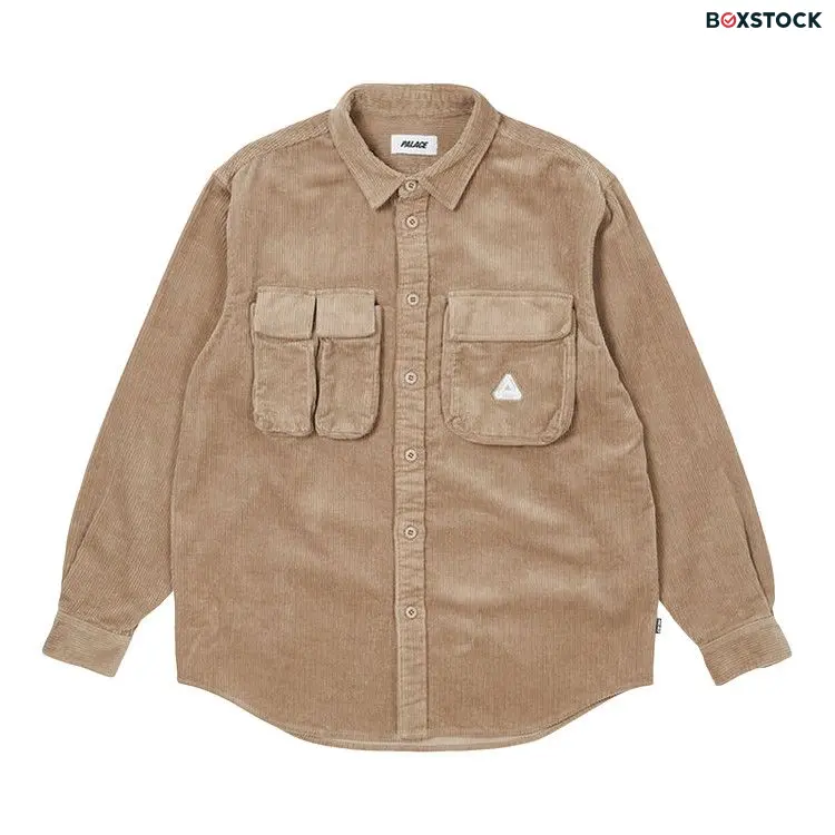 Palace Cargo Cord Shirt 'Stone' Brown Fall/Winter 2022