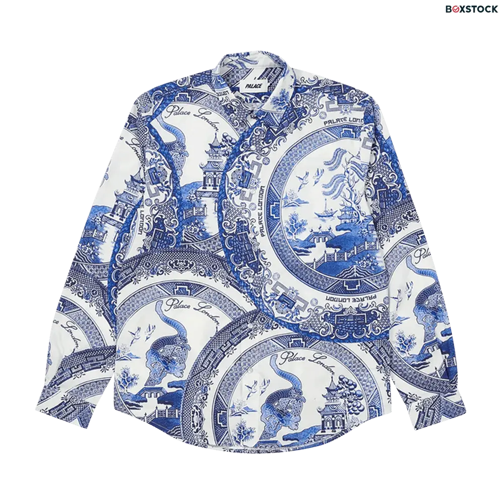 Palace China Plate Shirt 'Navy' Blue Spring/Summer 2022