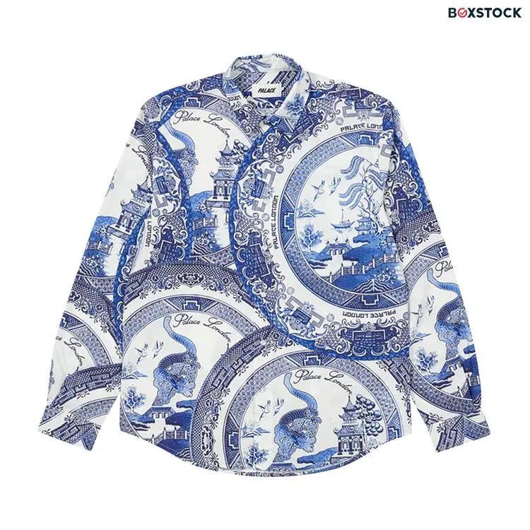 Palace China Plate Shirt 'Navy' Blue Spring/Summer 2022